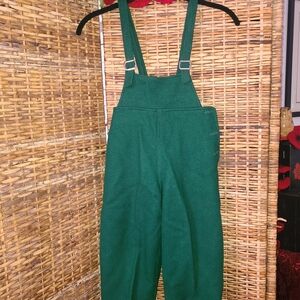 Vintage Childs Wool Suit Coat Bibs Dark Green Lined 1920's  Vintage Photo Op